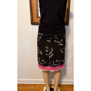 Cynthia Howie 100% silk feminine lined skirt sz 4p with multi-colored layers